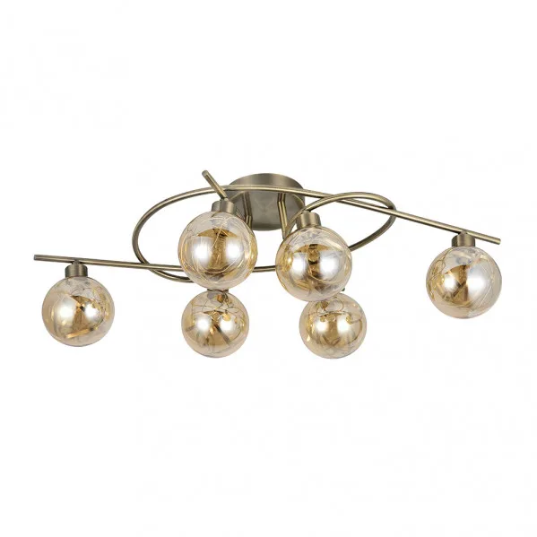 FABRILAMP Plafon de seis tulipas modelo VARANASI cuero