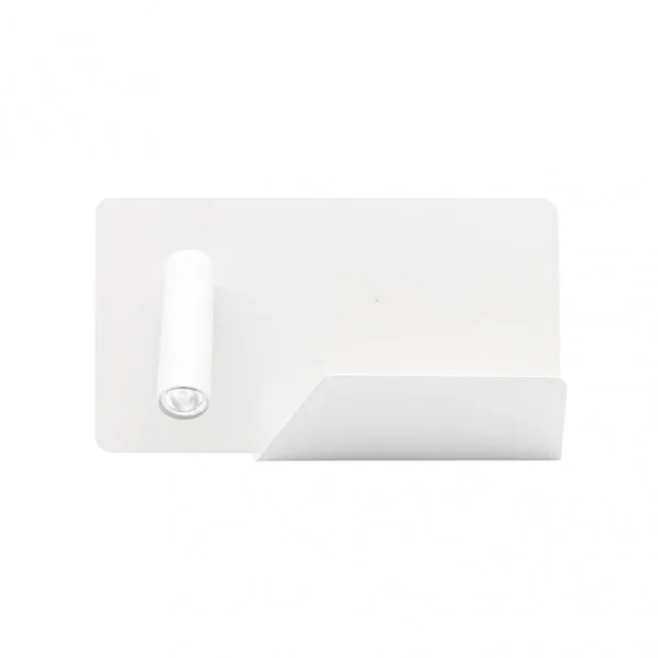 Aplique 3w 4000k miguel angel izqdo blanco c/usb y estante 150lm 16x28x12 cm orientable