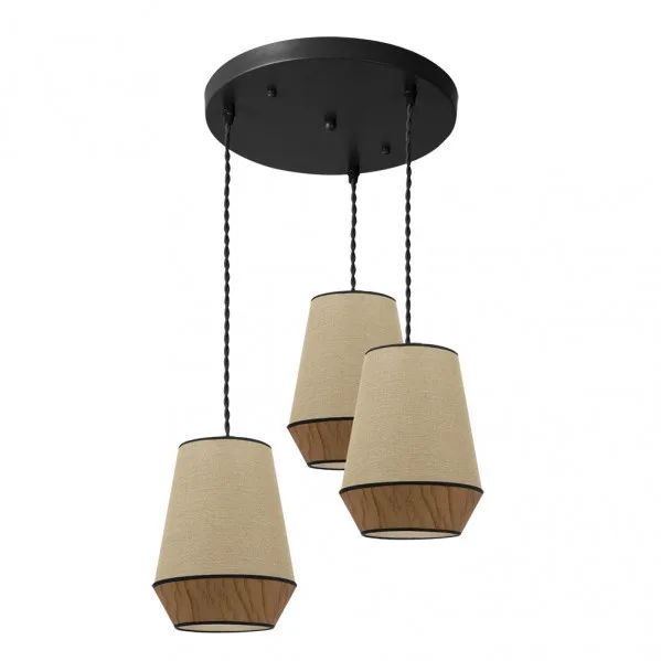 FABRILAMP Lampara de techo modelo CAMPANA 3 luces Saco/marron Regulable