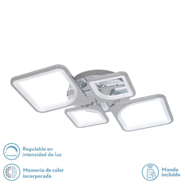 Plafon 86w 3000-4000-6500k Cromo Elara 9x76x46 Cm 11610Lm Regulable, Memoria y C Remoto marca FABRILAMP