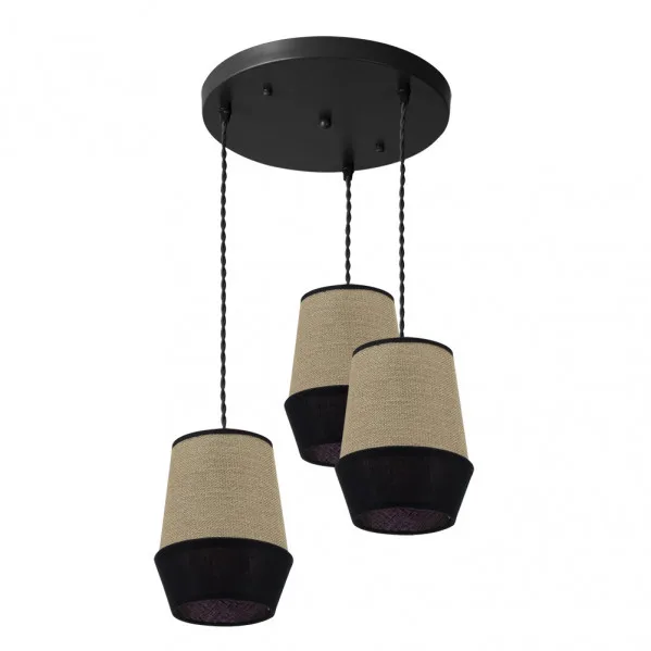 FABRILAMP Lampara circular 3 luces color Saco/negro modelo Campana