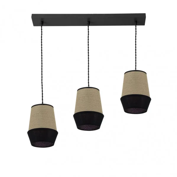FABRILAMP Lampara lineal 3 luces Campana Saco/negro Regulable