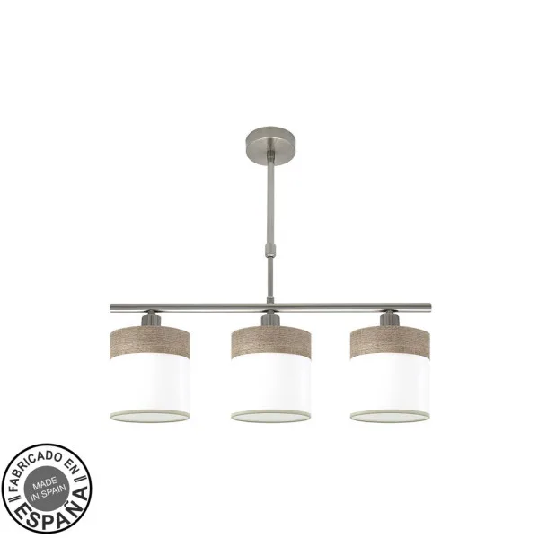 FABRILAMP Lampara Cloe 3xe14 Niquel/blanca-madera Gris Regx55x14 cm