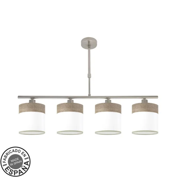 FABRILAMP Lampara Cloe 4xe14 Niquel/blanca-madera Gris Regx75x14 cm