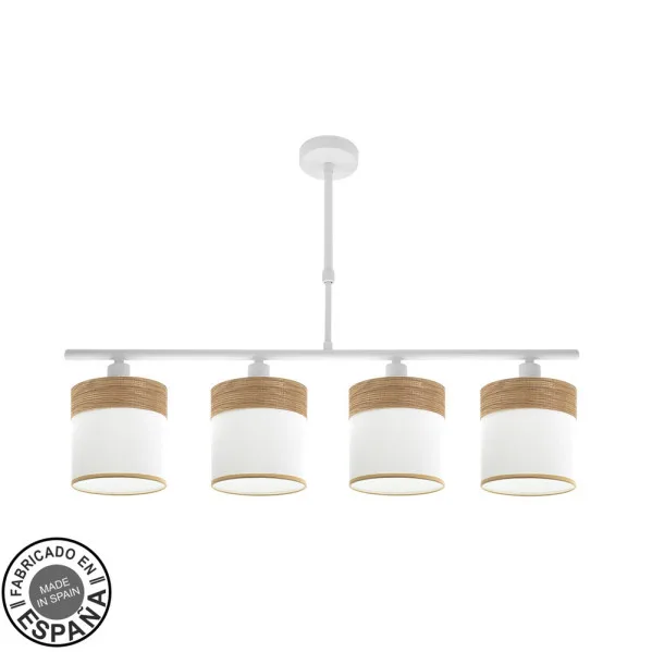 FABRILAMP Lampara Cloe 4xe14 Blanca/blanca-madera Clara Regx75x14 cm
