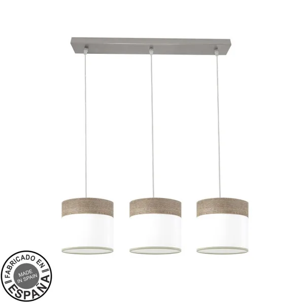 Regleta cloe 3xe27 niquel/blanca-madera gris regx60x16 cm