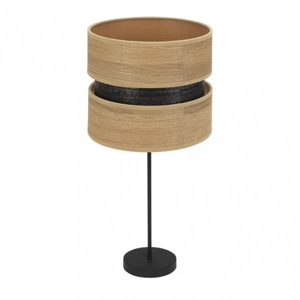 Sobremesa alto colet 1xe27 negro/madera clara 61x30x30 cm
