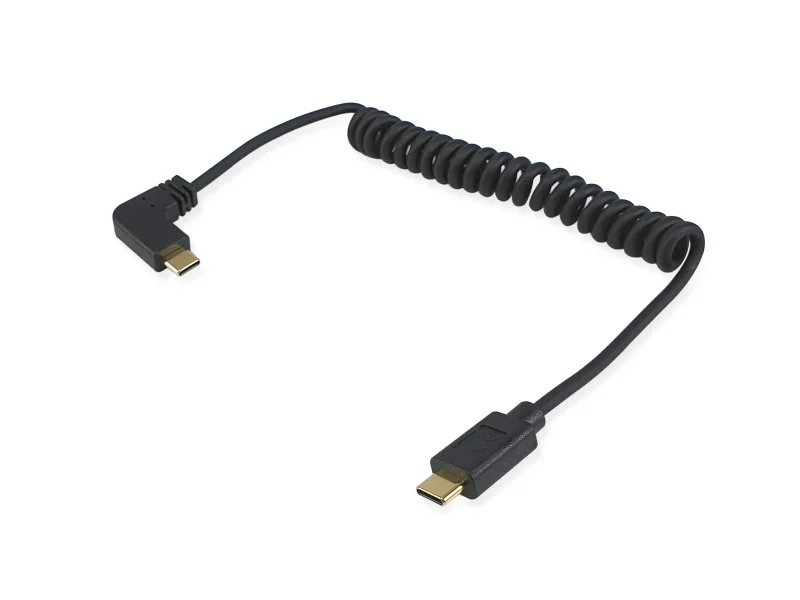 Equip Cable en espiral USB 2.0 C a C en ángulo de 90°, M/M, 1,0 m, PD 60 W