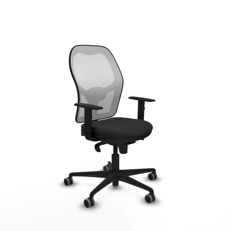 Jorquera sincro malla blanca similpiel negro brazos 1D base nailon ruedas 65mm engomada