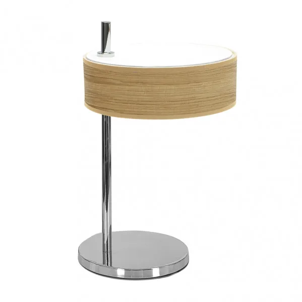 Sobremesa HAITI con 1luz Cromo/Madera Clara FABRILAMP