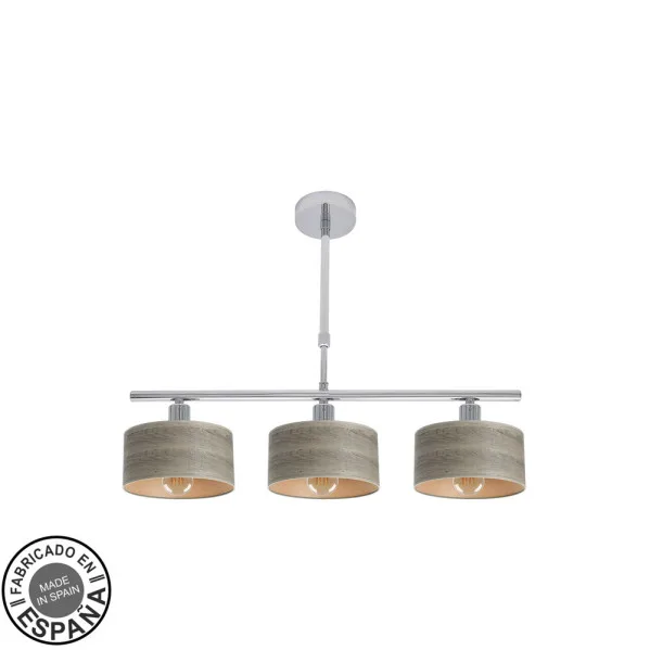 FABRILAMP Lampara Gilda 3xe14 Cromo/madera Gris Regx55x14 Cm