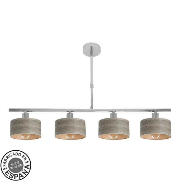 Lampara gilda 4xe14 cromo/madera gris retgx76x14 cm