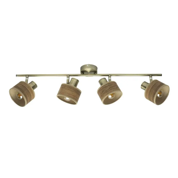 Regleta nando 4xe14 cuero/mad.oscura focos orientables 16x73x10 cm