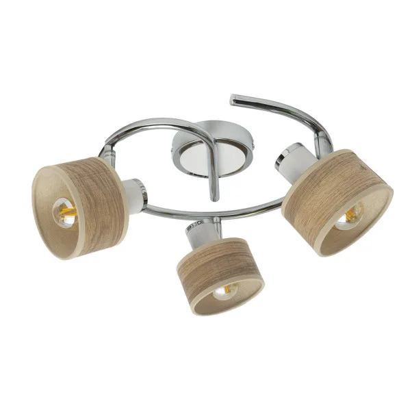 FABRILAMP Plafon Nando 3xe14 Cromo-blanco/mad.clara Focos Orientables 16x35x35 Cm