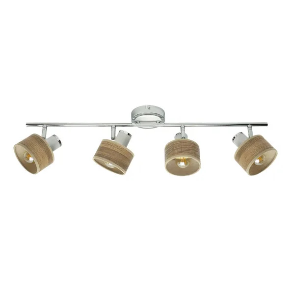 Regleta nando 4xe14 cromo-blanco/mad.clara focos orientables 16x73x10 cm