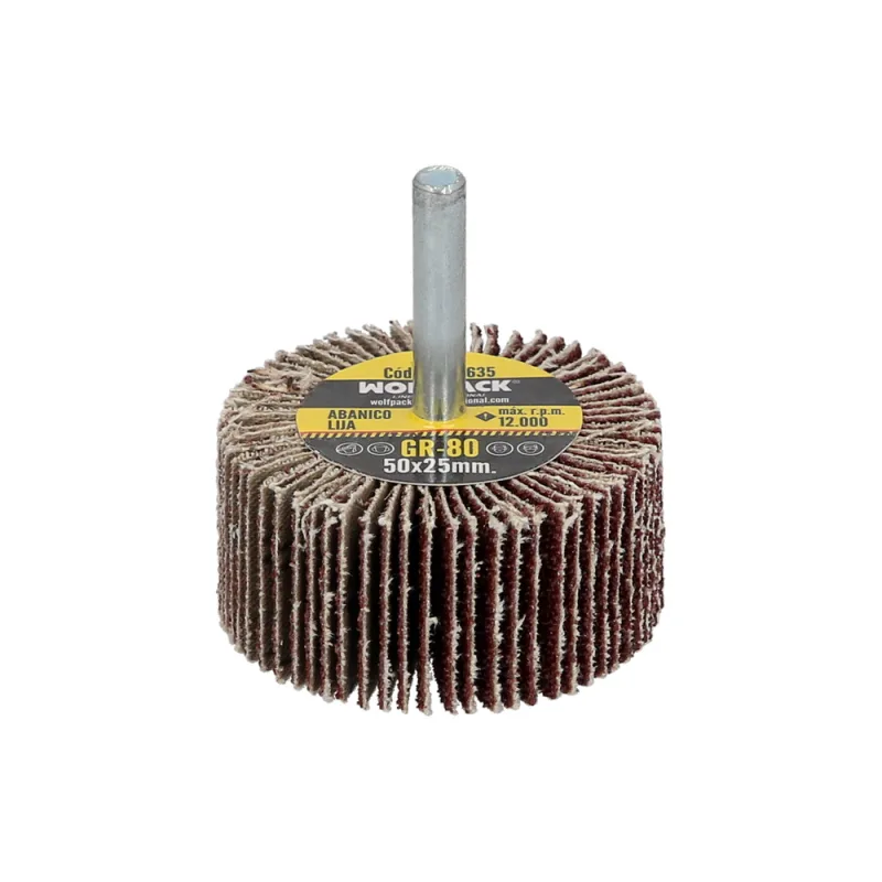 Abanico lija grano 80 medida ø 50 x 25 mm. disco abrasivo laminas, ruedas mil hojas, ruedas abrasivas,lijado,desbaste,pulir