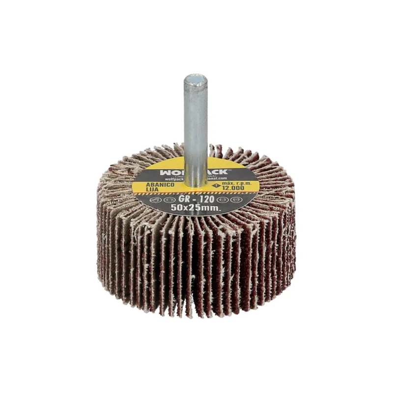 Abanico lija grano 120 medida ø 50 x 25 mm. disco abrasivo laminas, ruedas mil hojas, ruedas abrasivas,lijado,desbaste,pulir