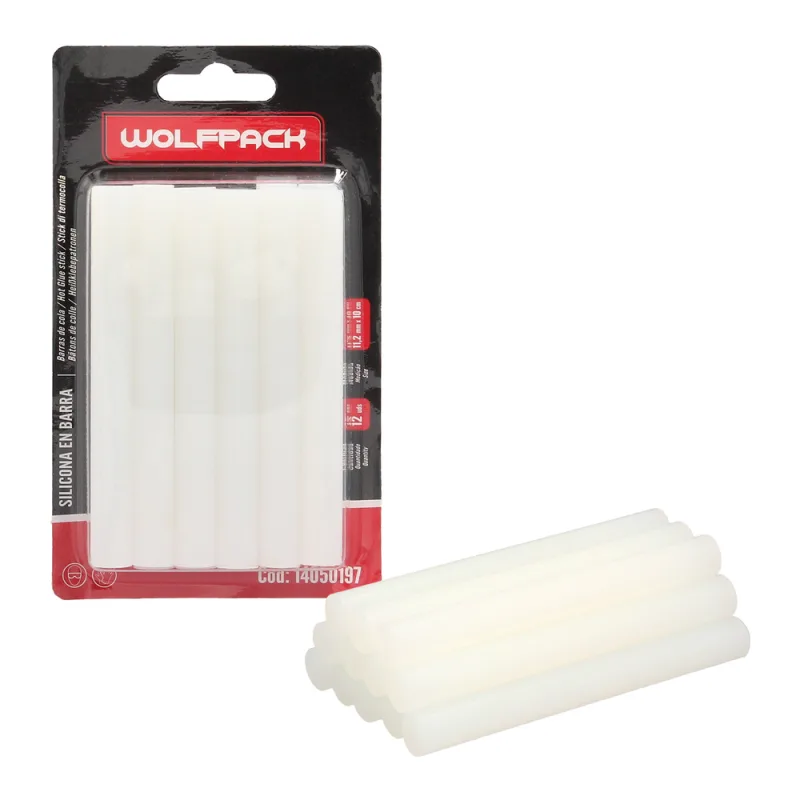 WOLFPACK LINEA PROFESIONAL Barras De Pegamento Caliente Ø 11,2 mm. Blister 12 Unidades. Barras Silicona, Pegamento Pistola Termofusible, Silicona Pistola