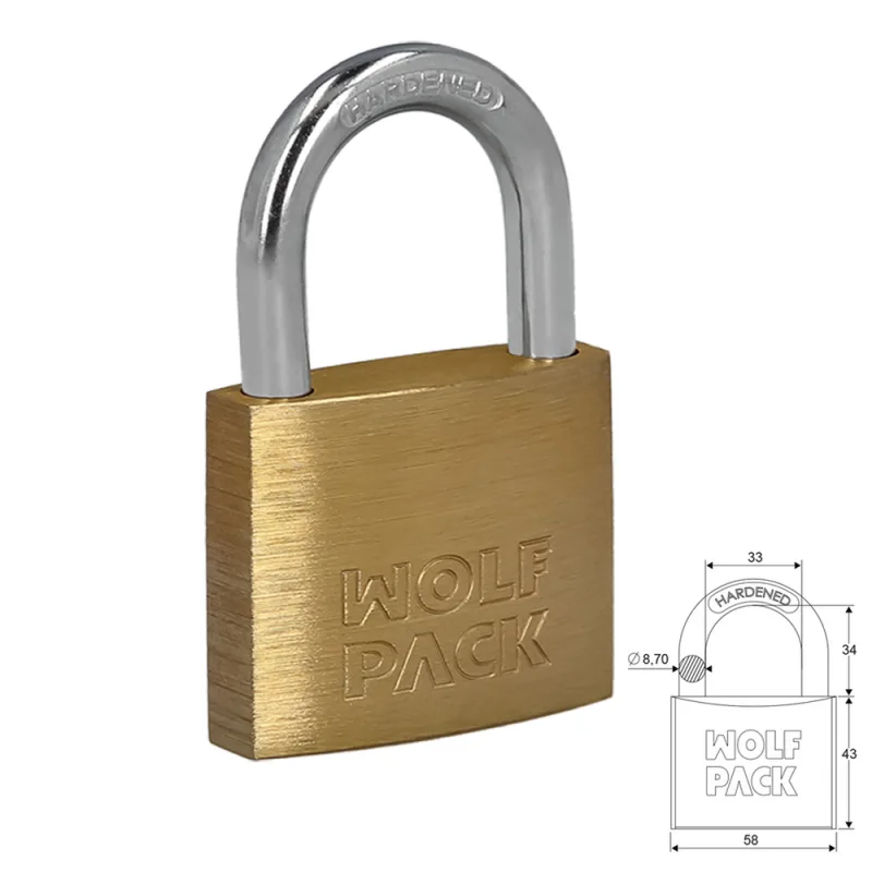 WOLFPACK LINEA PROFESIONAL - Candado Laton Arco Normal 60 mm.