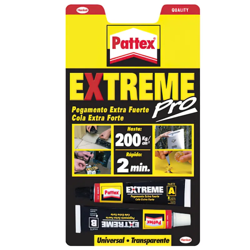 Pattex Extreme Pro, adhesivo extra fuerte multiusos y multimaterial, pegamento epoxi bicomponente de uso universal, pegamento instantáneo (2 min) transparente, 2 x 11 ml