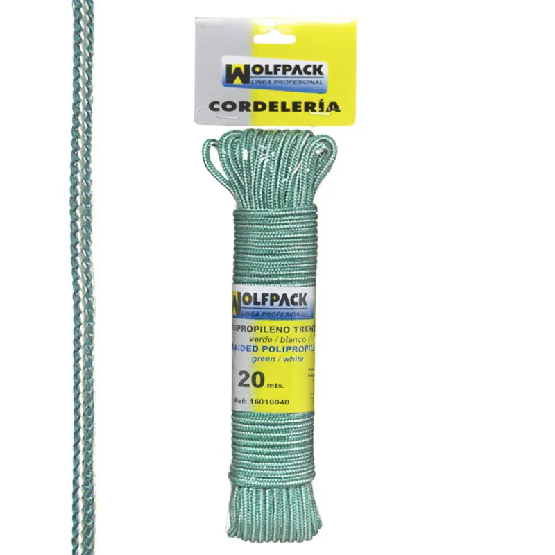 Cuerda Trenzada Polipropileno Blanca/Verde (Madeja 20 m.)