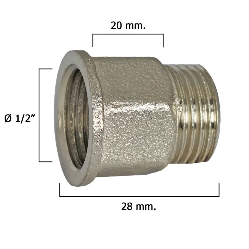 WOLFPACK LINEA PROFESIONAL - Alargadera Hexagonal Cromo 1/2x20