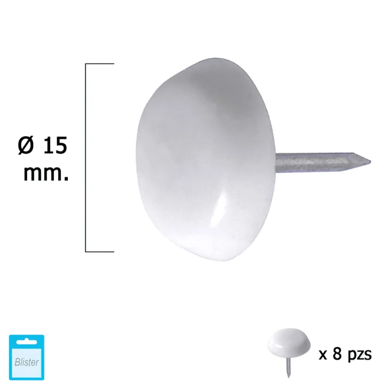MAURER Deslizante Pequeño Blanco Ø15 (Blister 8 Unidades), Multicolor