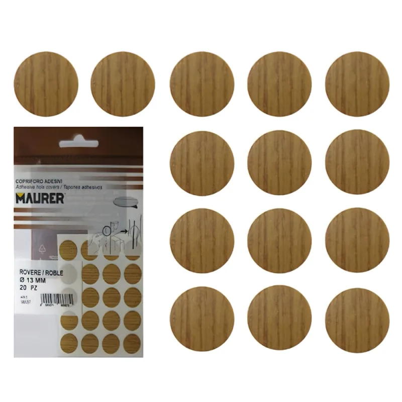 MAURER Tapatornillos Adhesivos Roble (Blister 20 Unidades)