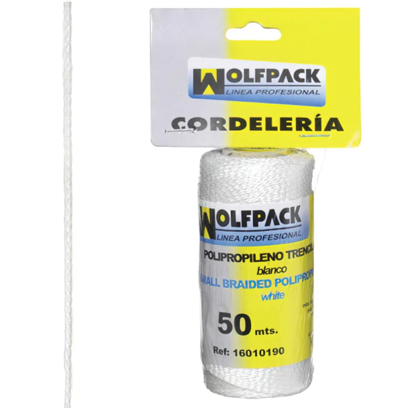 WOLFPACK LINEA PROFESIONAL - Cuerda Trencilla Polipropileno Blanco (Bobina 50 Metros)