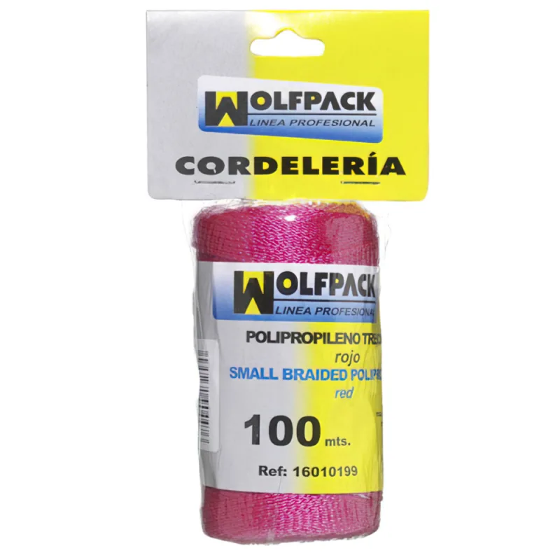 WOLFPACK LINEA PROFESIONAL - Cuerda Trencilla Polipropileno Roja (Bobina 100 Metros)