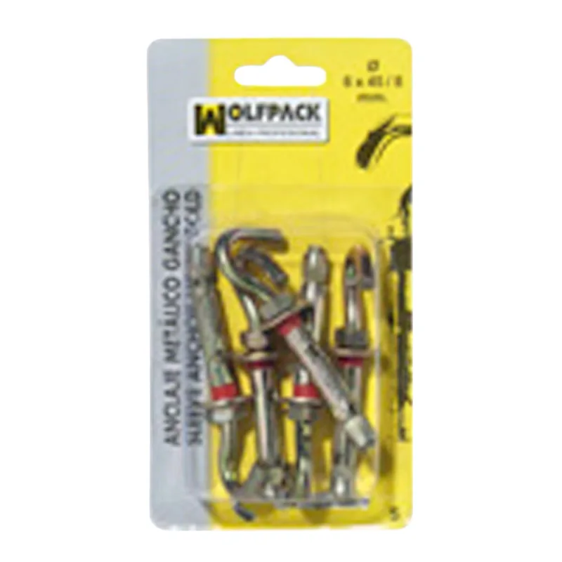 WOLFPACK LINEA PROFESIONAL 13132170 Anclaje Metálico Gancho 10x 70/12 mm. (2 Piezas), Multicolor, único