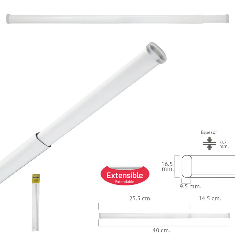 Barra visillo extensible 25.5/40 cm. con muelle presion ajustable (1 pieza)
