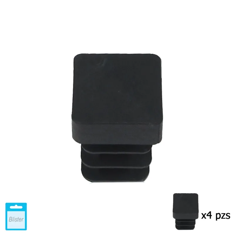 MAURER Contera Cuadrada Interior Negra 12x12 mm. Blister 4 Piezas.