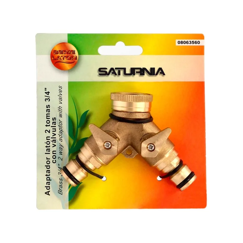Adaptador Manguera Laton 2 tomas para Grifo 3/4""