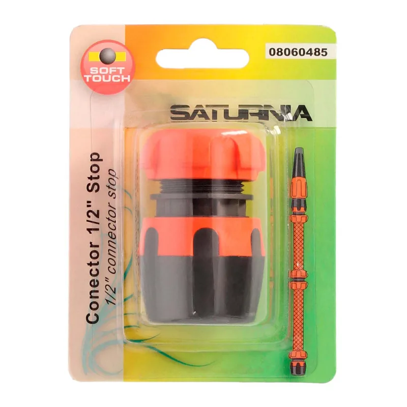 SATURNIA - Conector Manguera Soft-Touch 1/2 Con Stop