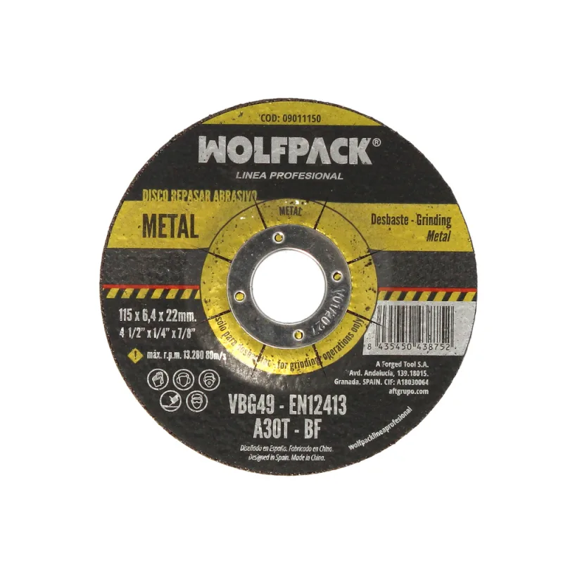 Disco repasar abrasivo ø 115 x ø 22 mm. espesor 6,4 mm. disco radial / amoladora universal compatible con todas las amoladoras