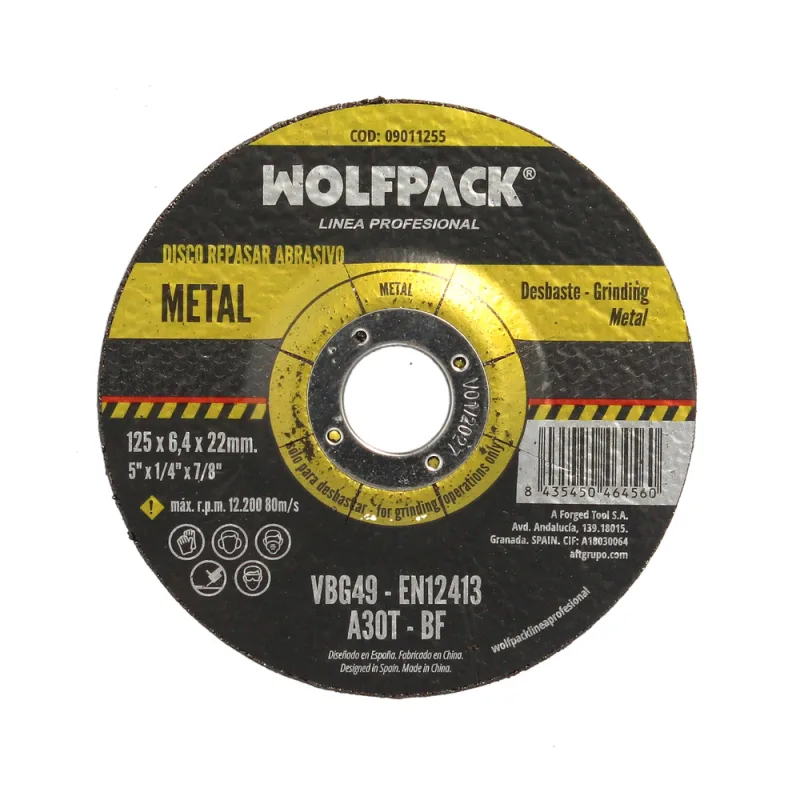 Disco repasar abrasivo ø 125 x ø 22 mm. espesor 6,0 mm. disco radial / amoladora universal compatible con todas las amoladoras