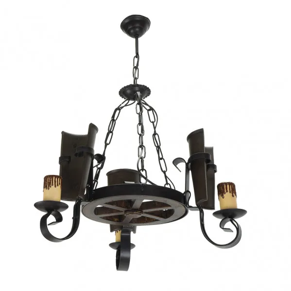 Lámpara de Techo Rústica Teja 3 Luces. 3xE27 60w. Medidas (50x45cm).