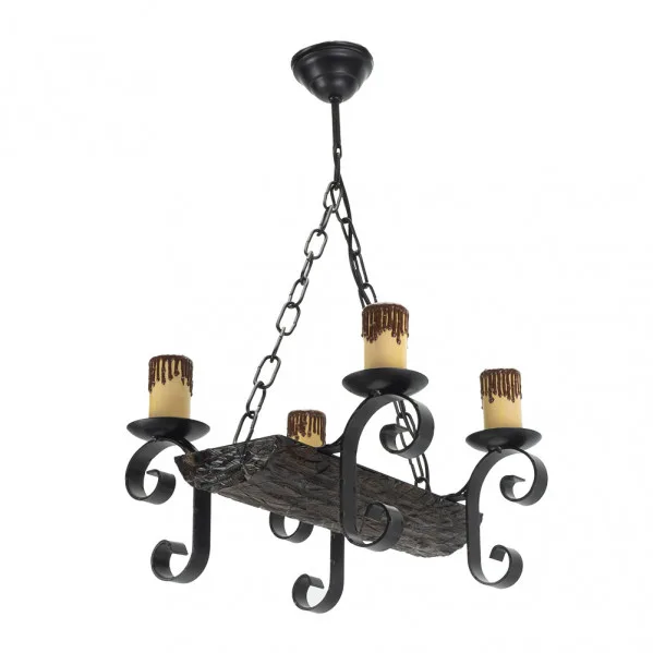 Lampara 4xe27 tronco negro/marron regx38x35 cm