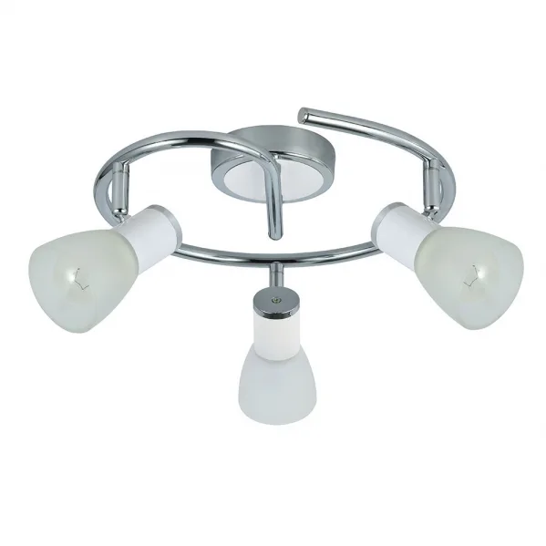 Plafon Circular De 3 Focos Orientables Modelo Cholo Blanco/cromo