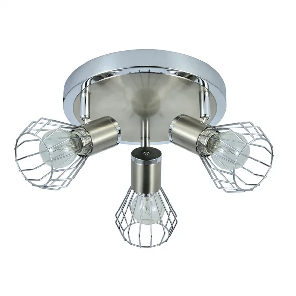 ABRILA Plafon De 3 Focos Modelo Mateo Cromo/niquel 28 Cm