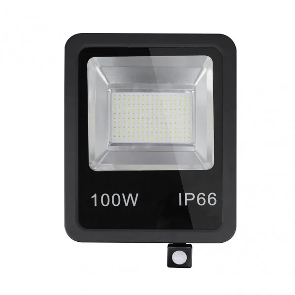 Proyector c/sensor olivino 100w 6500k negro 9000lm led sm ip66 39,5x28,5x7 cm