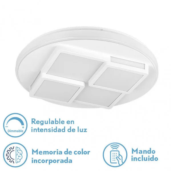 Plafon 96w lavi 3000-4000-6500k 7488lm blanco 8,5x49x49cm remoto+reg.inten.+ memoria