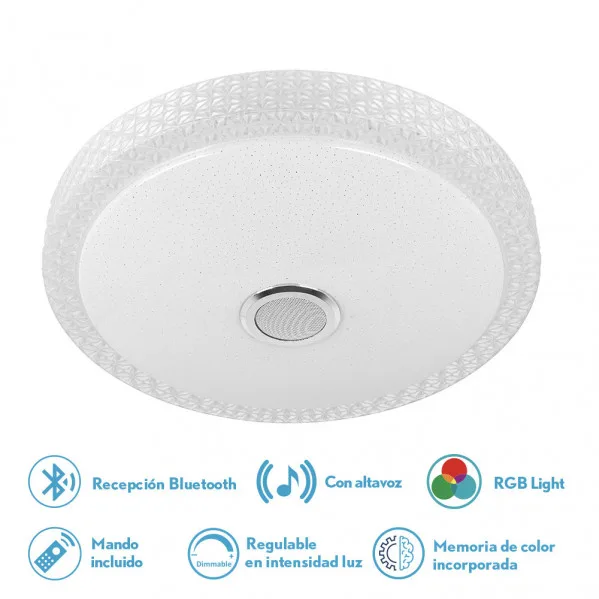 Plafon 72w zaid 3000-4000-6500k rgb blan/transp buetooth 10x50x50 cm remoto,reg.int.memoria.altavoz 5760lm