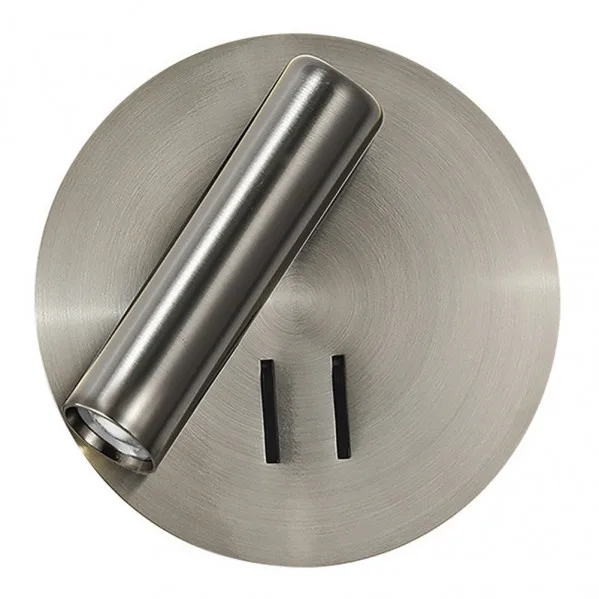 Aplique 2+6w 4000k manet redondo niquel 130lm doble encendido 14x14x12 cm