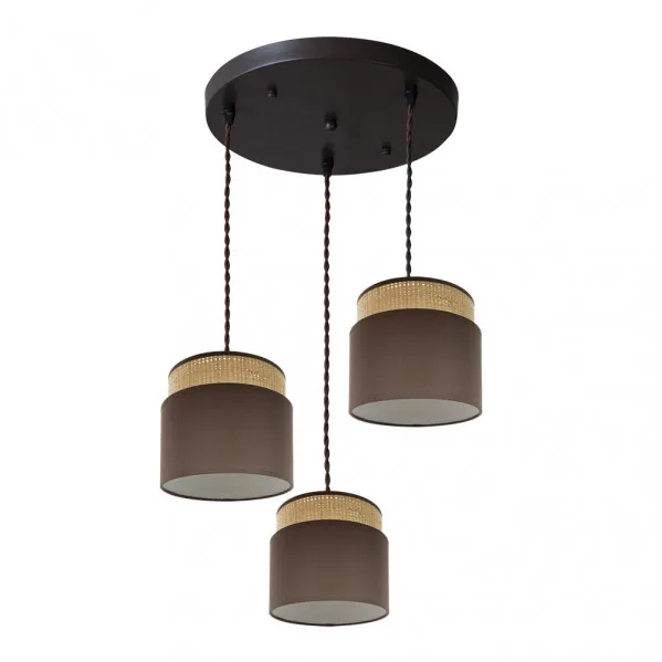 FABRILAMP Plafon marron/natural modelo Kandy 3l Regulable