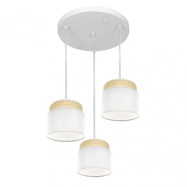 FABRILAMP Plafon 3luces modelo Kandy Natural/blanco Regulable