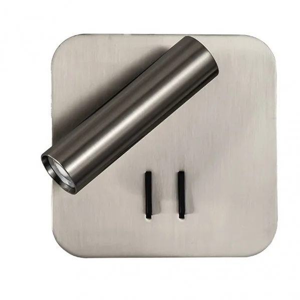 Aplique 2+6w 4000k manet cuadrado niquel 130lm doble encendido 14x14x12 cm