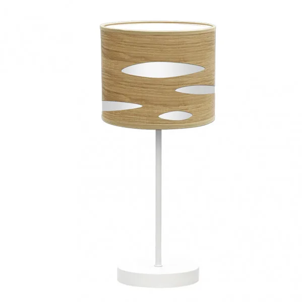 Sobremesa Odra 1xe14 Blanco/madera Clara 42x17x17 Cm marca FABRILAMP