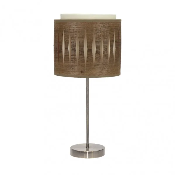 Sobremesa 1luz modelo Alexandra pequeña Cuero/madera Oscura FABRILAMP